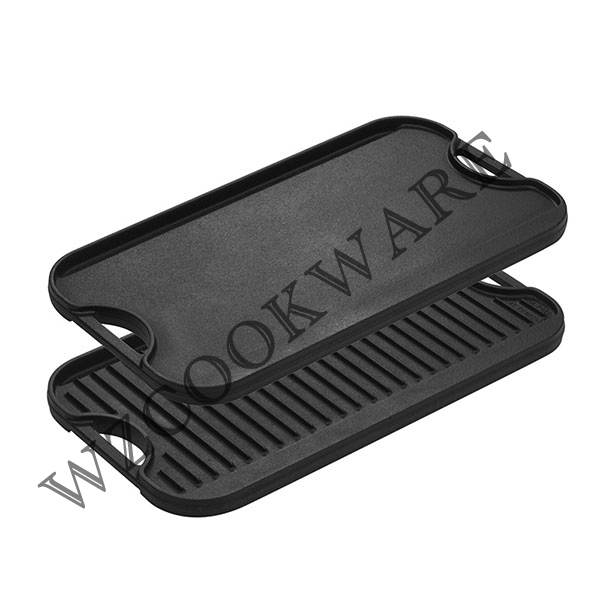 Pre-Seasoned Black Cast Iron Reversible Griddle Pan Indoor Stovetop or Outdoor Campfire Cooking 
