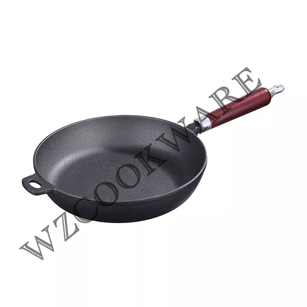 Pre-seasoned Cast Iron Skillet with Wooden Handle