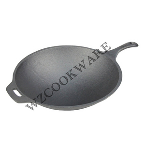 Cast Iron Wok with Long Handle