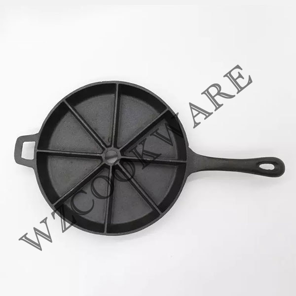 8 Slice Cast Iron Cornbread Pan, Baking Pan with Long Handle