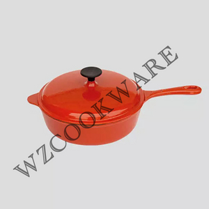Enameled Cast Iron Skillet Deep Sauce Pan with Lid,Oven Safe Superior Heat Retention Pot